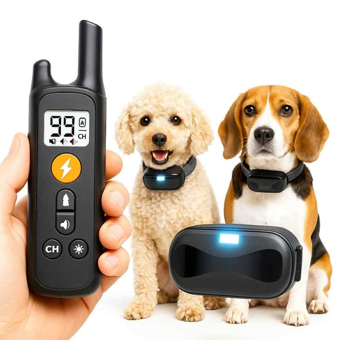 Nowa Obroża Elektryczna Czarny/Szary Led Do Treningu AntySzczekowaa