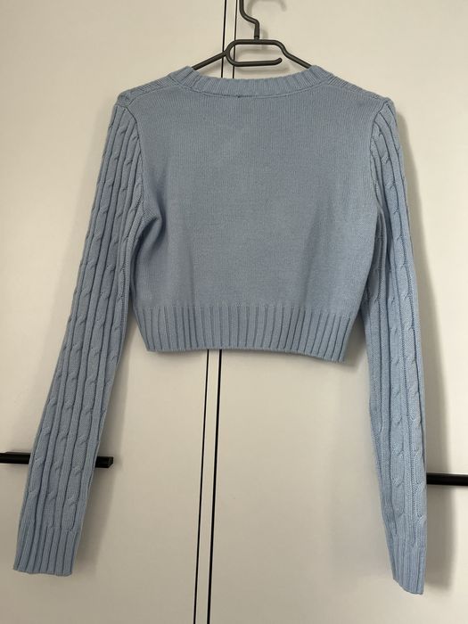 krótki niebieski sweterek H&M S