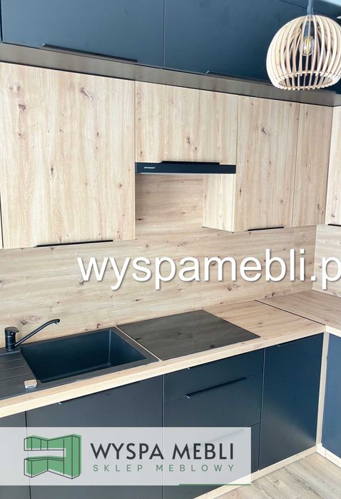 NOWA kuchnia narożna 345x180 czarny dąb artisan meble kuchenne zestaw
