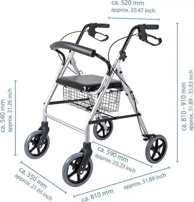 Мобільні ходунки: До 110 кг, з сидінням для відпочинку