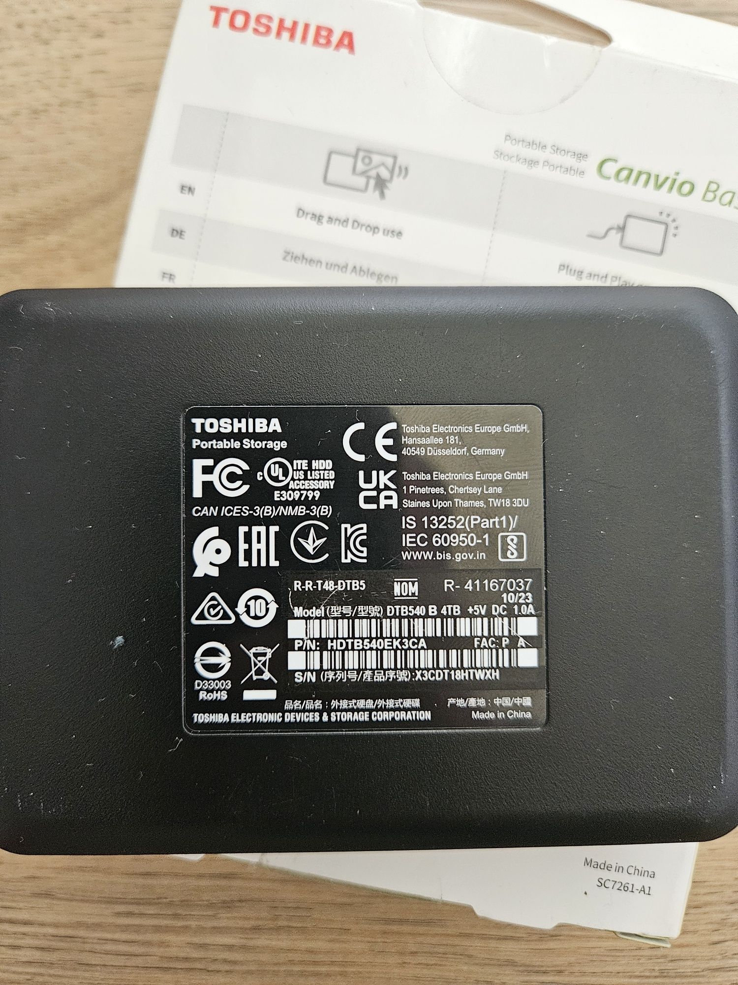 Dysk Zewnętrzny TOSHIBA Canvio Basic 4TB HDD USB