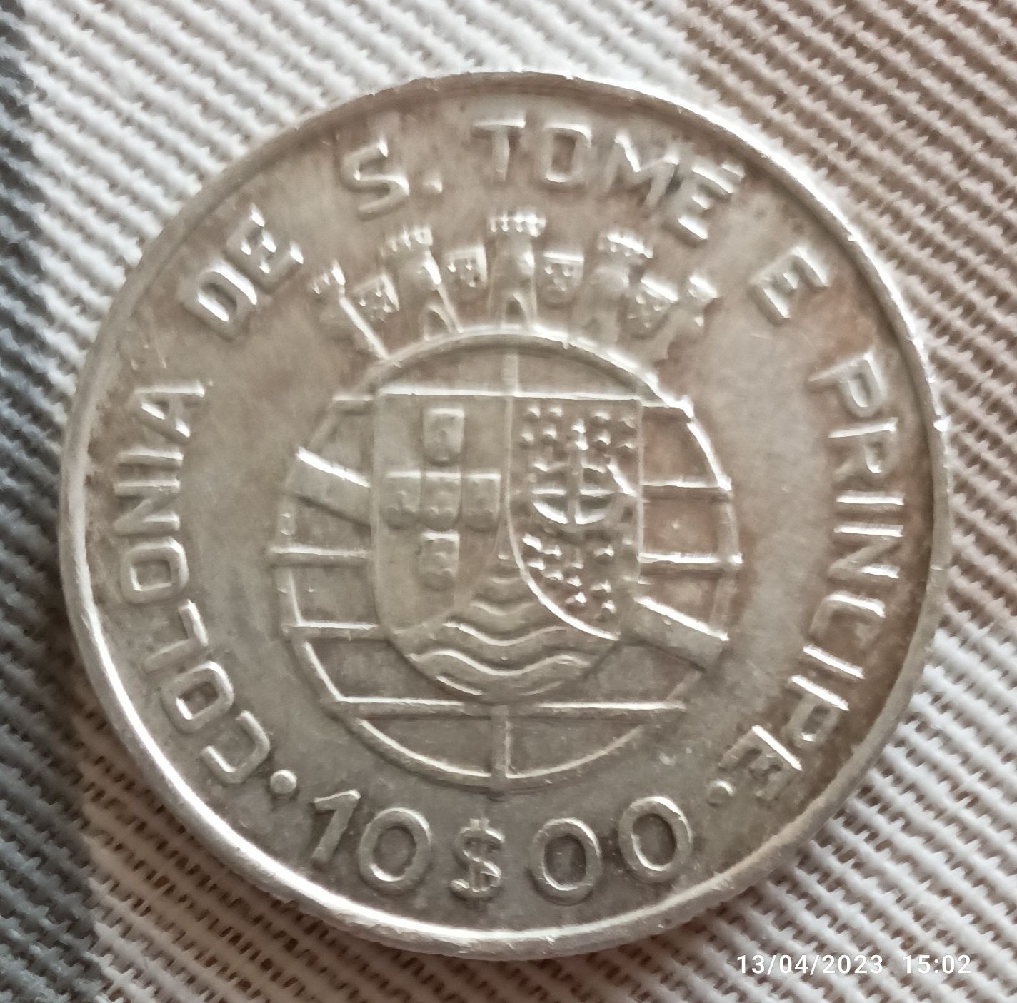 Moeda 10 escudos 10$00 São Tomé e Príncipe em prata de 1939