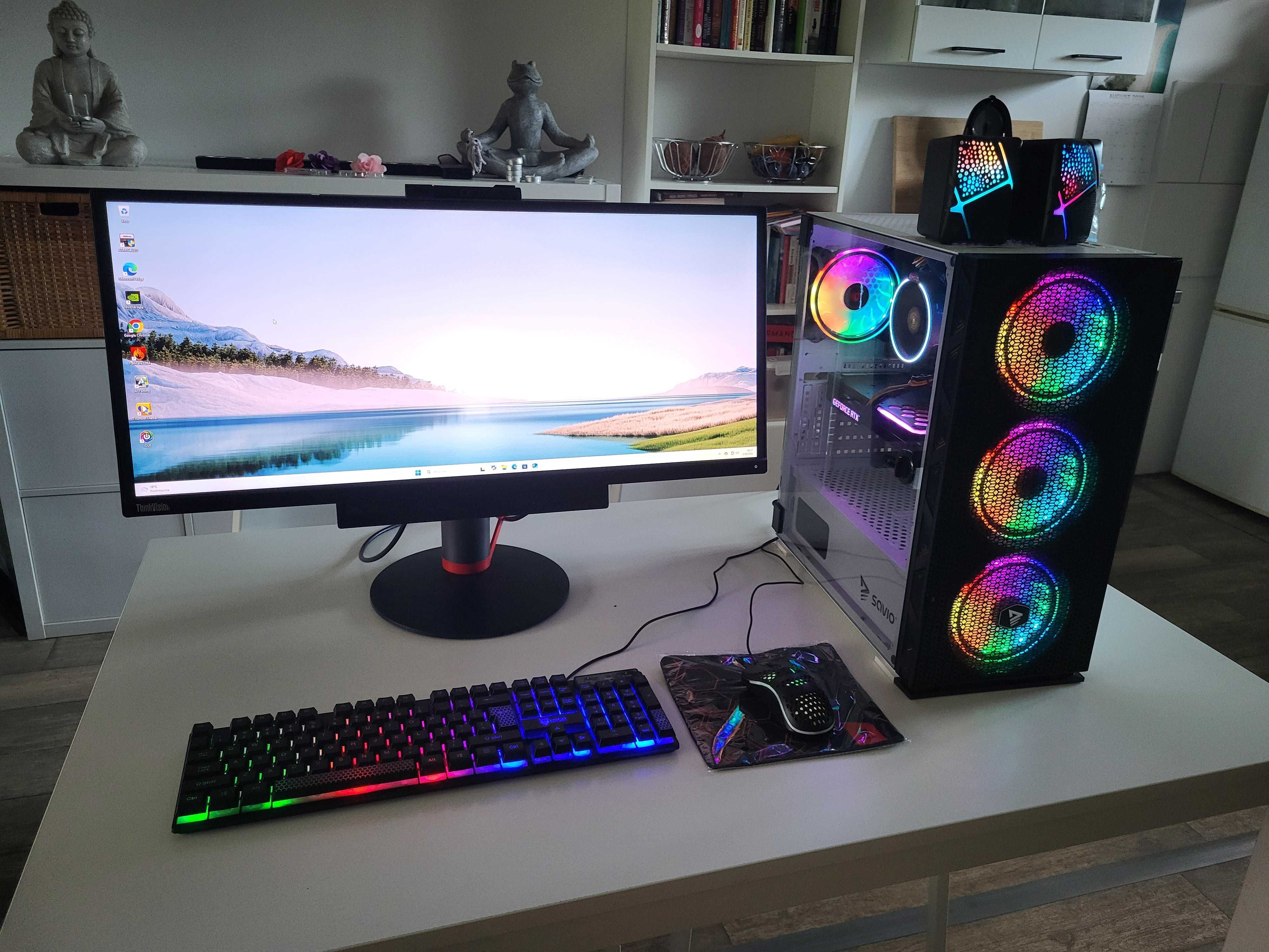 Komputer gamingowy do gier Ryzen 7 2700 2TB SSD RTX 3060Ti LED pilot