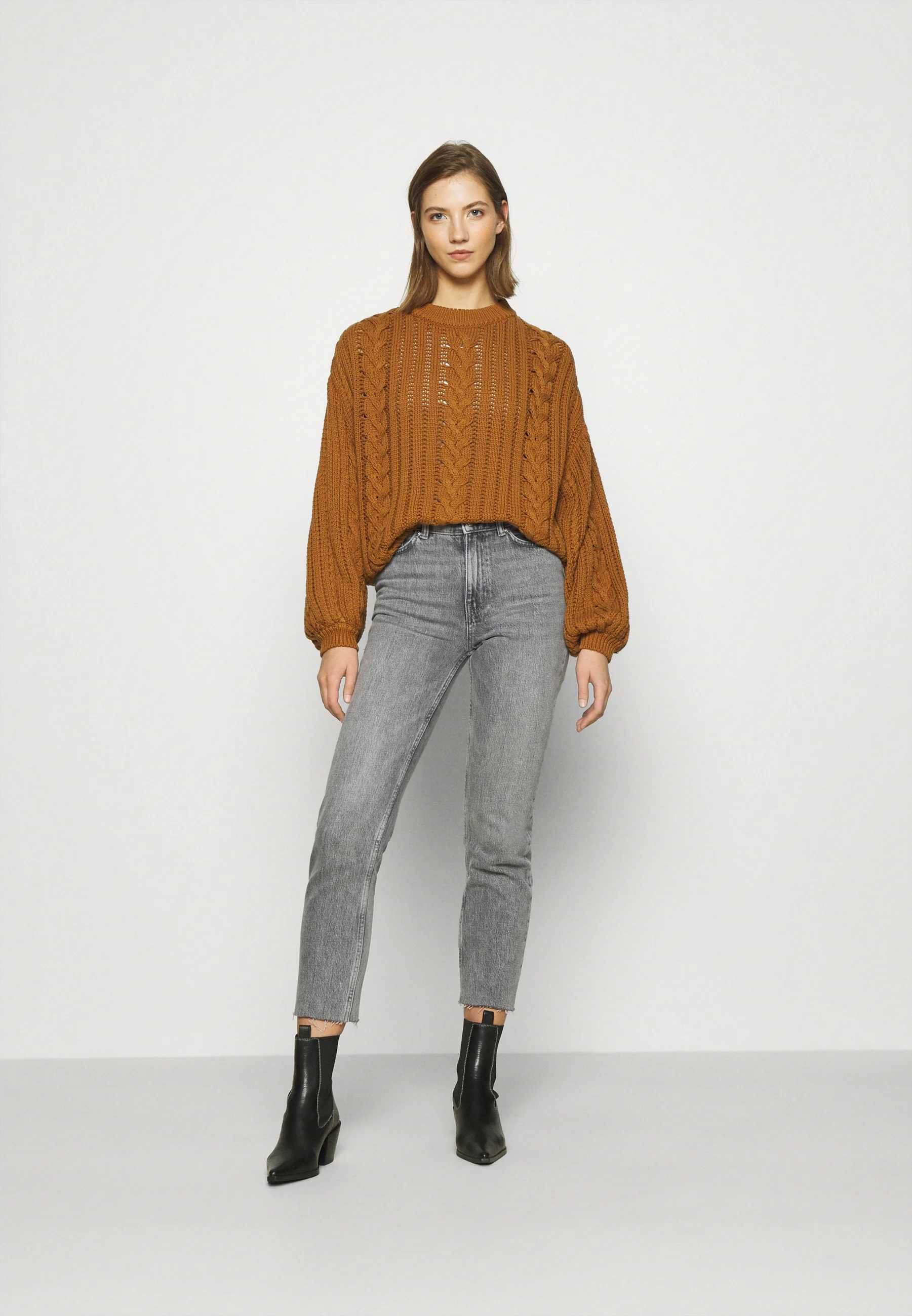 Jeansy damskie 7/8 proste szare ONLY 30/30/ L wysoki stan