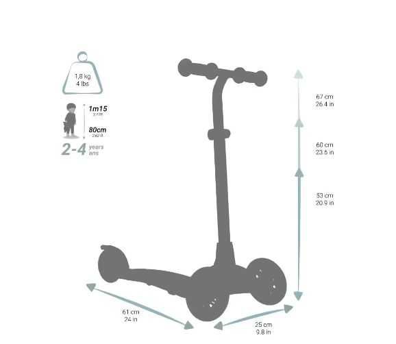 Hulajnoga trójkołowa Decathlon Oxelo B1, czerwona