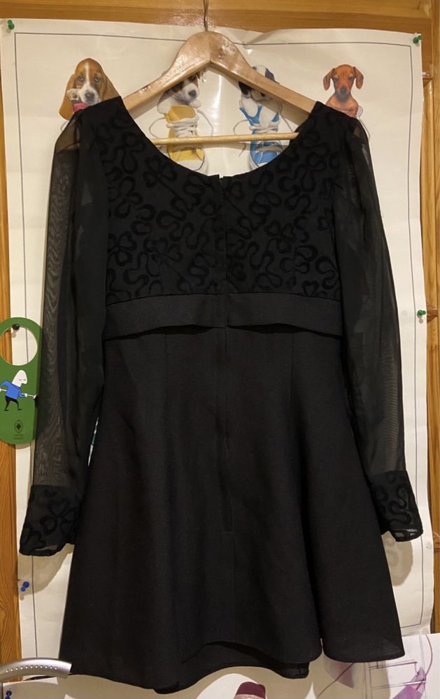 Vintage czarna sukienka z kokarda