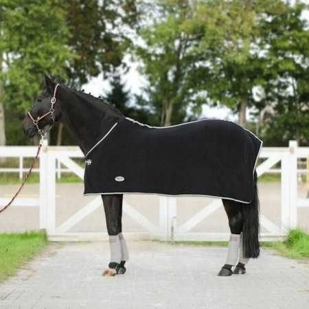 Derka polarowa czarna osuszająca dla konia 125 potreningowa