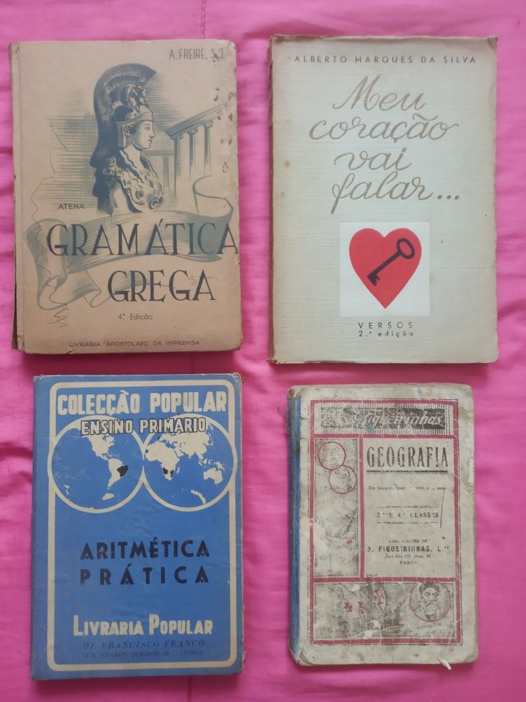 Lote de Livros ANTIGOS, Escolares e outros, Edições raras.