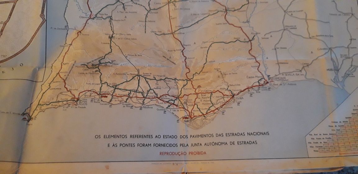 Mapa do Estado das Estradas 1962