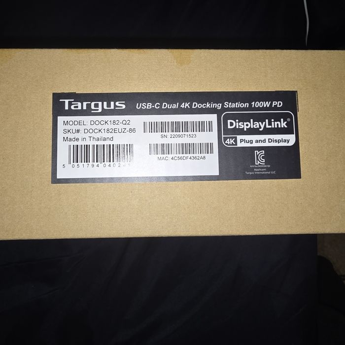 Targus usb-c dual 4k docking station 100w PD