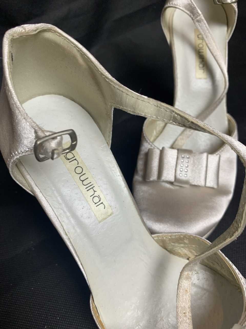 nowe ivory kremowe Buty Ślubne Growikar Roz. 37 Gruby Obcas kokarda