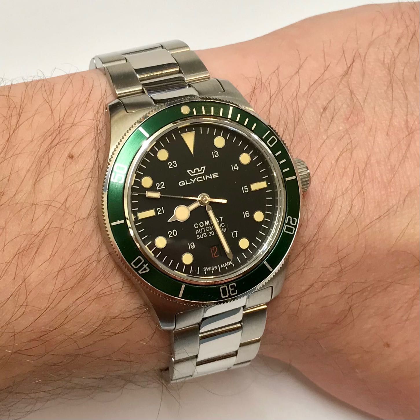 GLYCINE GL0404 Combat SUB Zegarek męski AUTOMAT 39mm MILITARNY komplet