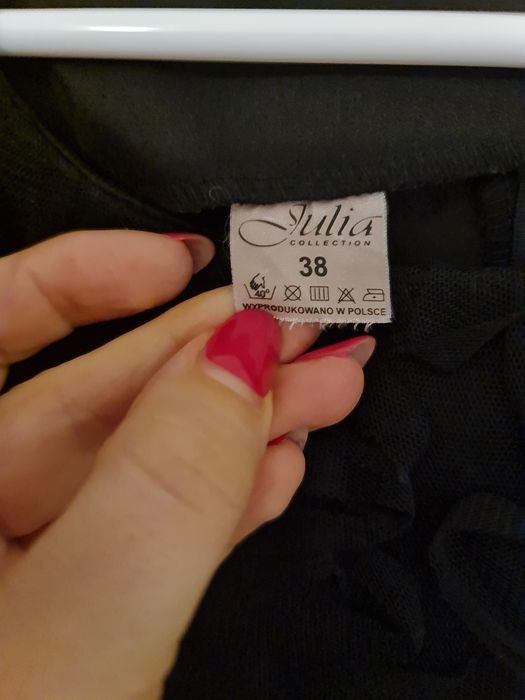 Sukienka czarna 38 góra tiul 3d różyczki