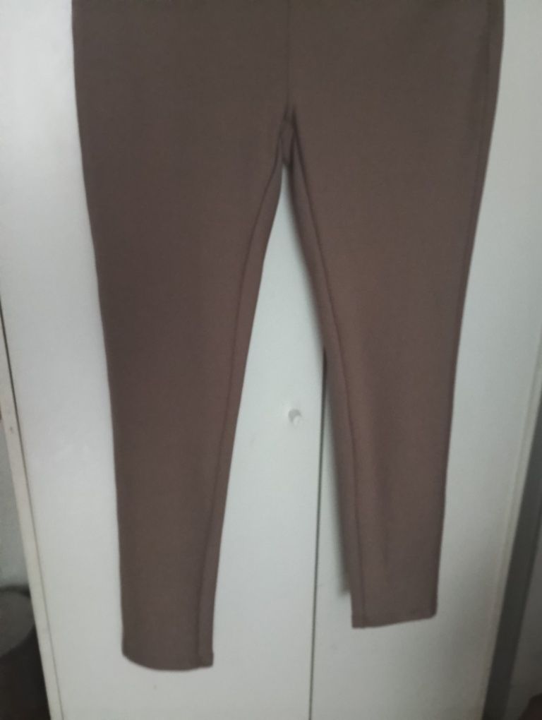 Spodnie damskie legginsy brazowe