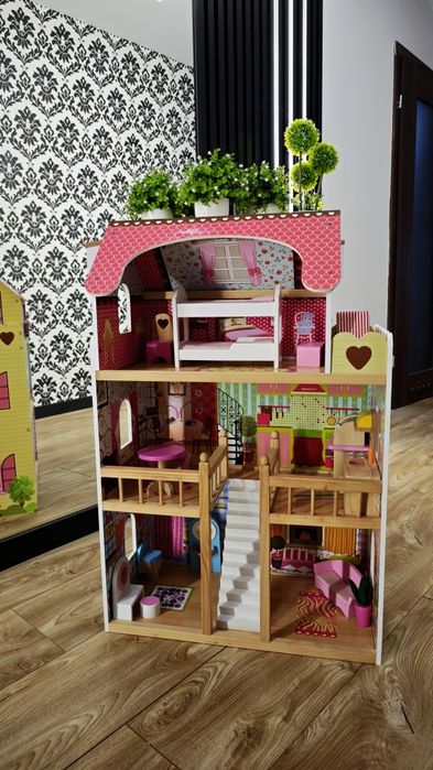 Domek dla lalek 90x90x30 led dla dziewczynki