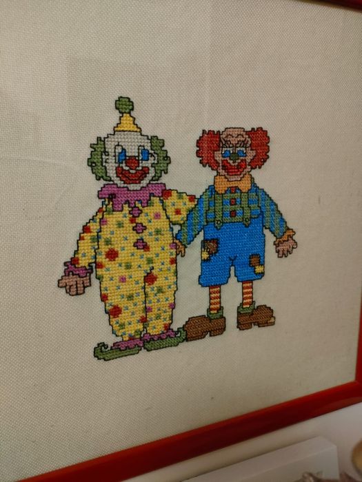 Quando palhaços bordado a mão ponto cruz