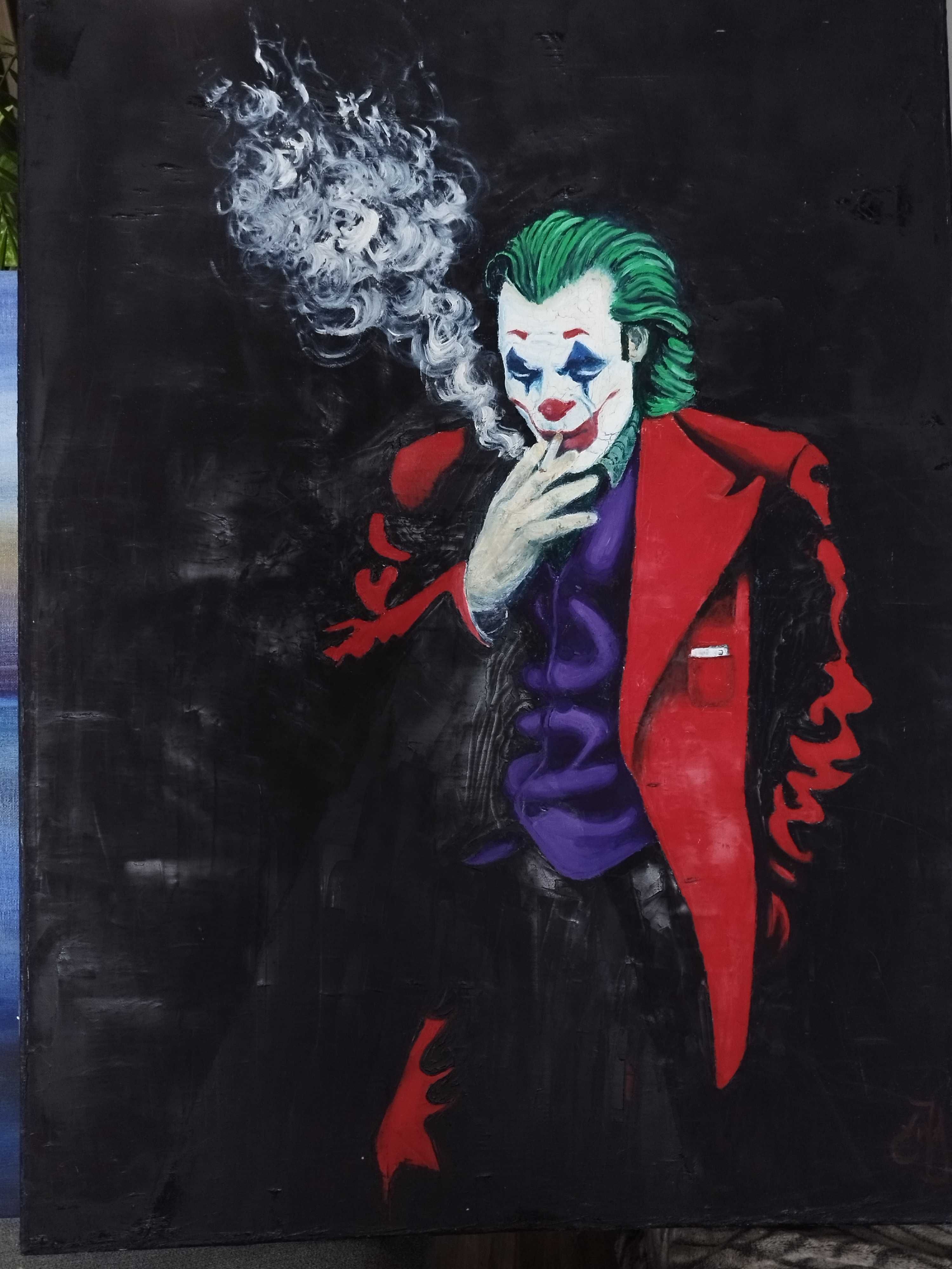 Obraz olejny ,,palący joker,,