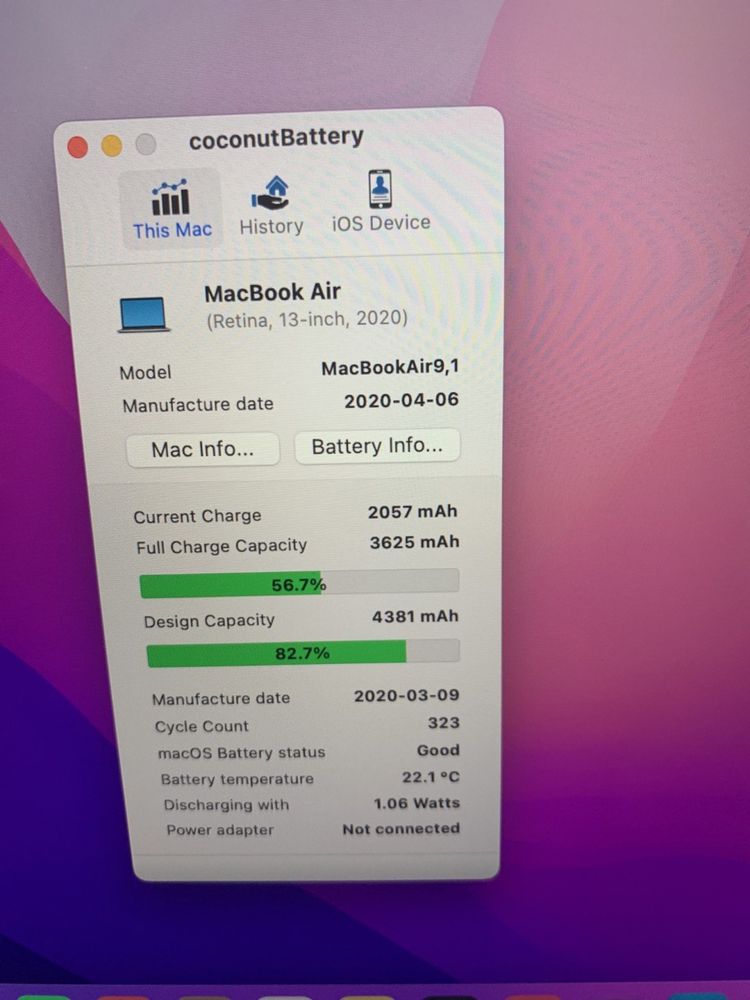Macbook air a2179 2020 рік 16/256 гб