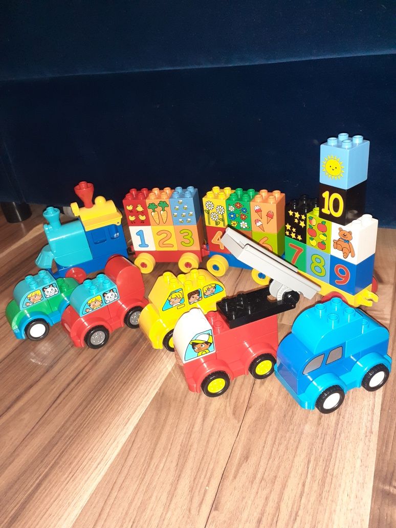 Lego Duplo pociąg z cyferkami podwójny plus moje pierwsze autka