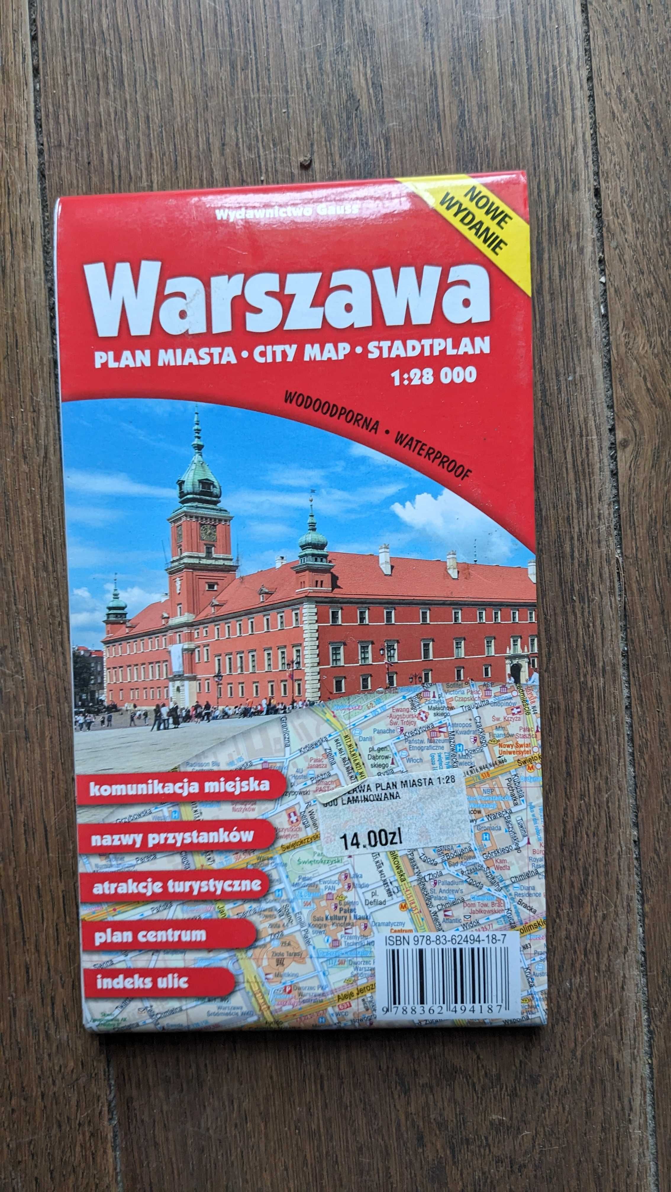 Warszawa, plan miasta  GAUSS 1:28000