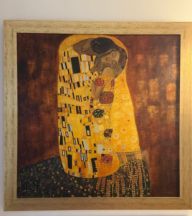 OBRAZ Gustaw Klimt „Pocałunek” malowana reprodukcja 120x120 cm