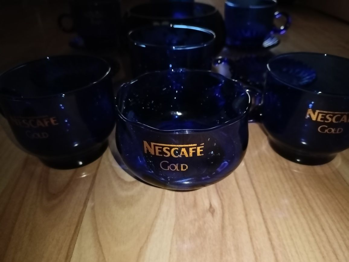 Niebieski zestaw kawowy / herbaciany z misą
