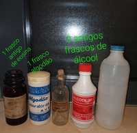 5 garrafas frascos farmácia alcool algodão eosina