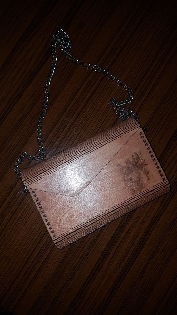 Авторский деревянный клатч сумка Foxy