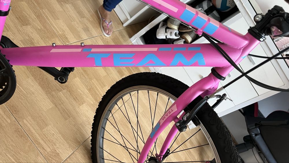 Bicicleta TEAM rosa e azul