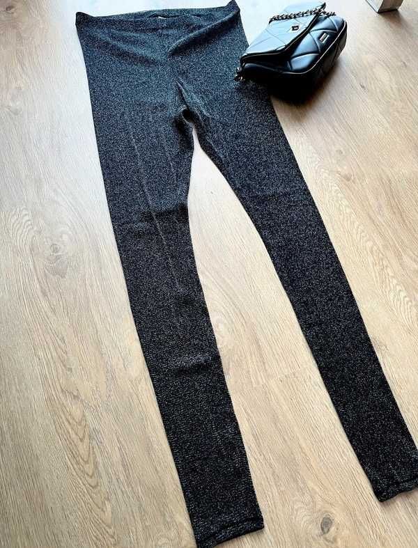 Spodnie leginsy rajstopy błyszczące z diamencikami cekiny H&M XL/42