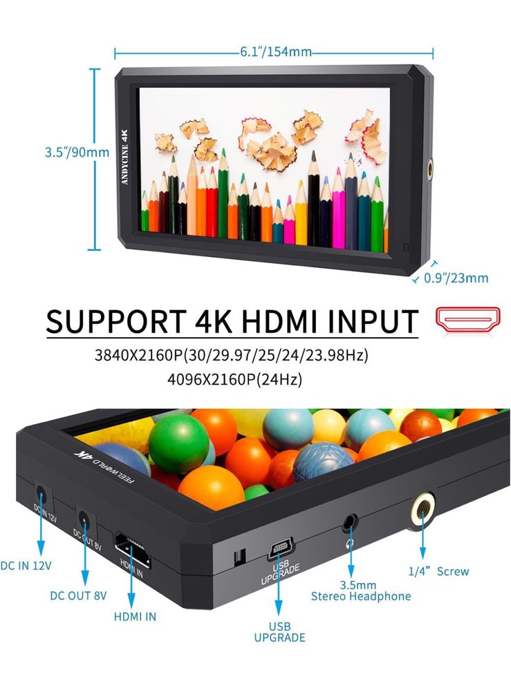 Monitor para DSLR Feelworld F6, 4K, HDMI, 5,7”