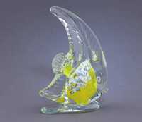 Figurka przycisk do papieru szklana żółta ryba skalar wys 15cm