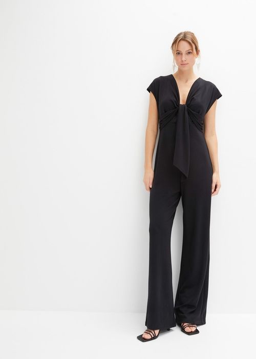 B.P.C czarny kombinezon z wiskozy z przewiązaniem ^52/54