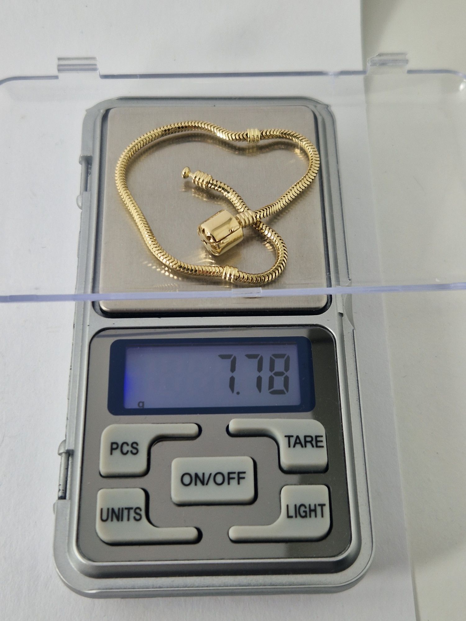 Złota 585 bransoletka żmijka typu Pandora 19,5 cm