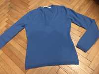 Sweter turkusowy V neck Tommy Hilfiger długi rękaw S/M