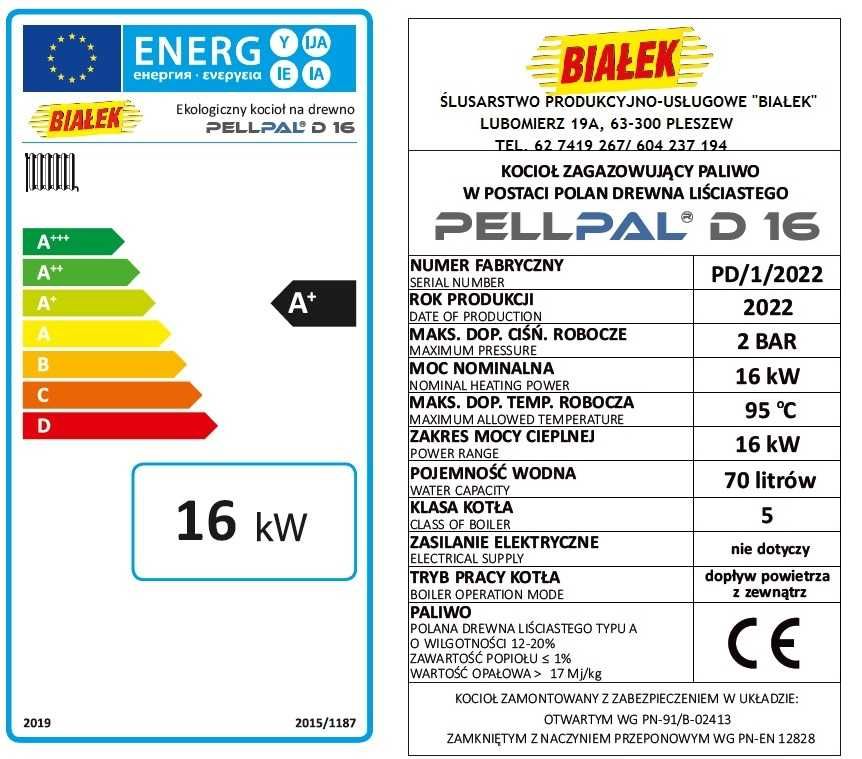 Kocioł na drewno PELLPAL D 16KW 100-160m2 5klasa