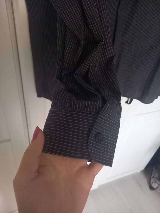 Czarna męska koszula w paski r. XXL 43