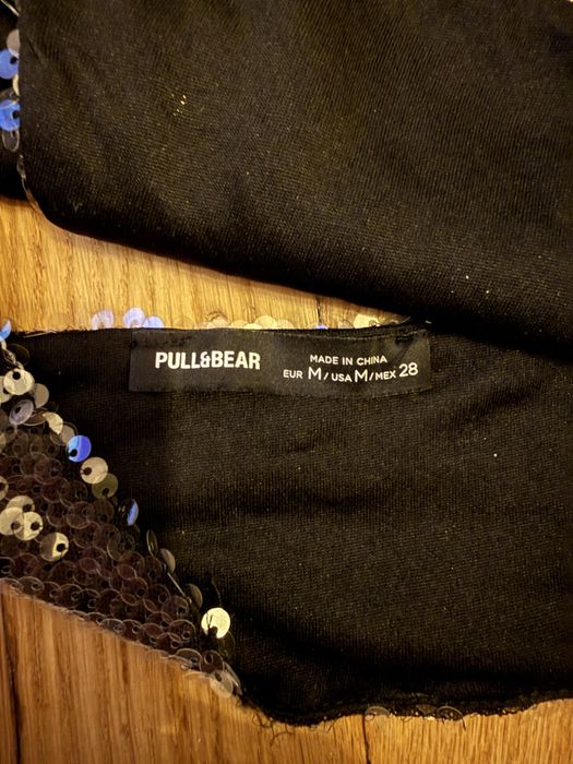 Bluzka na szyję cekinowa błyszcząca srebrna M