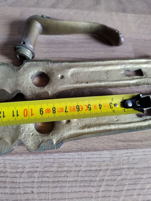 klamka z szyldem stara zdobiona mosiądz 2szt komplet