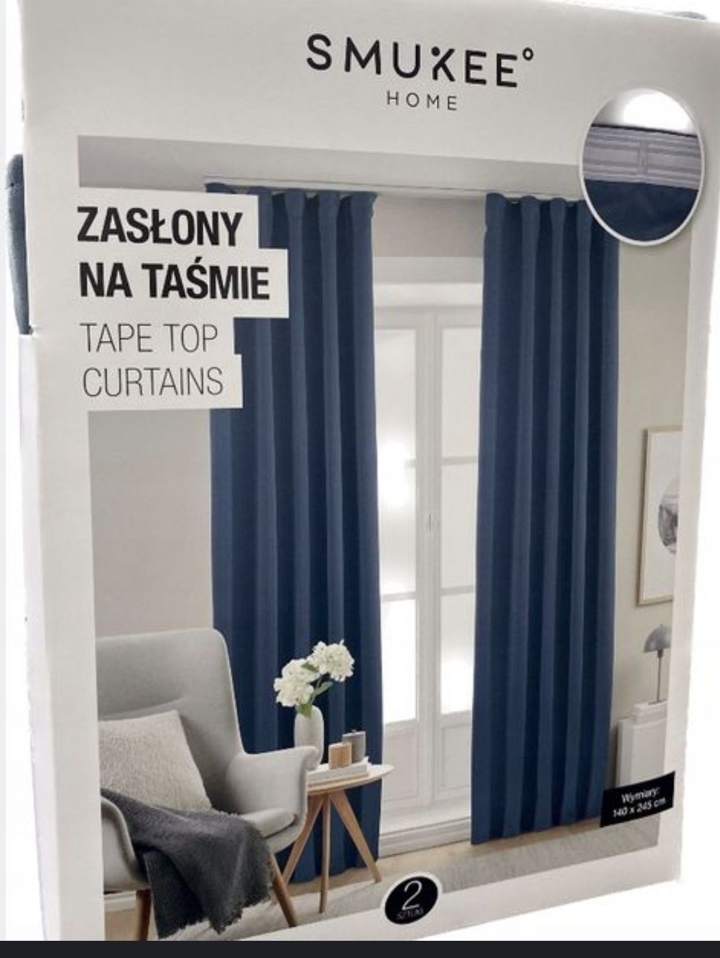 Zasłony aksamitne granat Velvet  smukee na taśmi