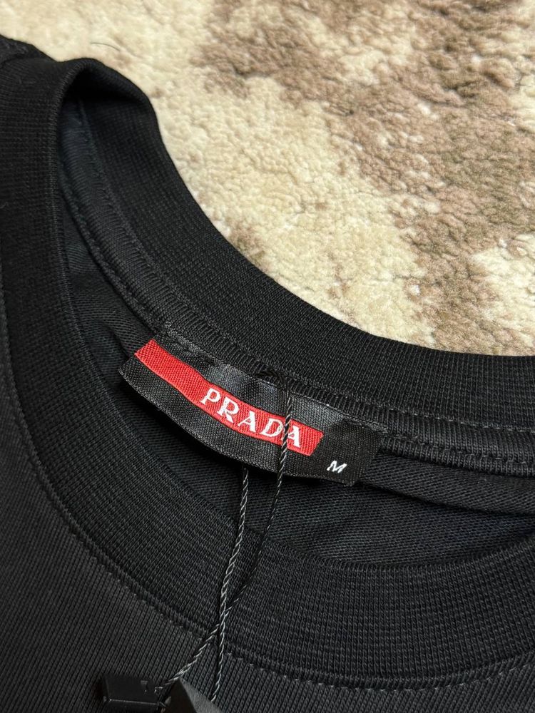 Футболка Prada Milano мужская черная футболка Прада чоловіча літня