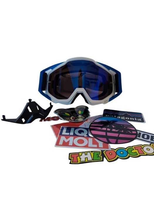 Gogle Niebieskie Cross Narty Quad Rower Hulajnoga Off-Road Snowboard