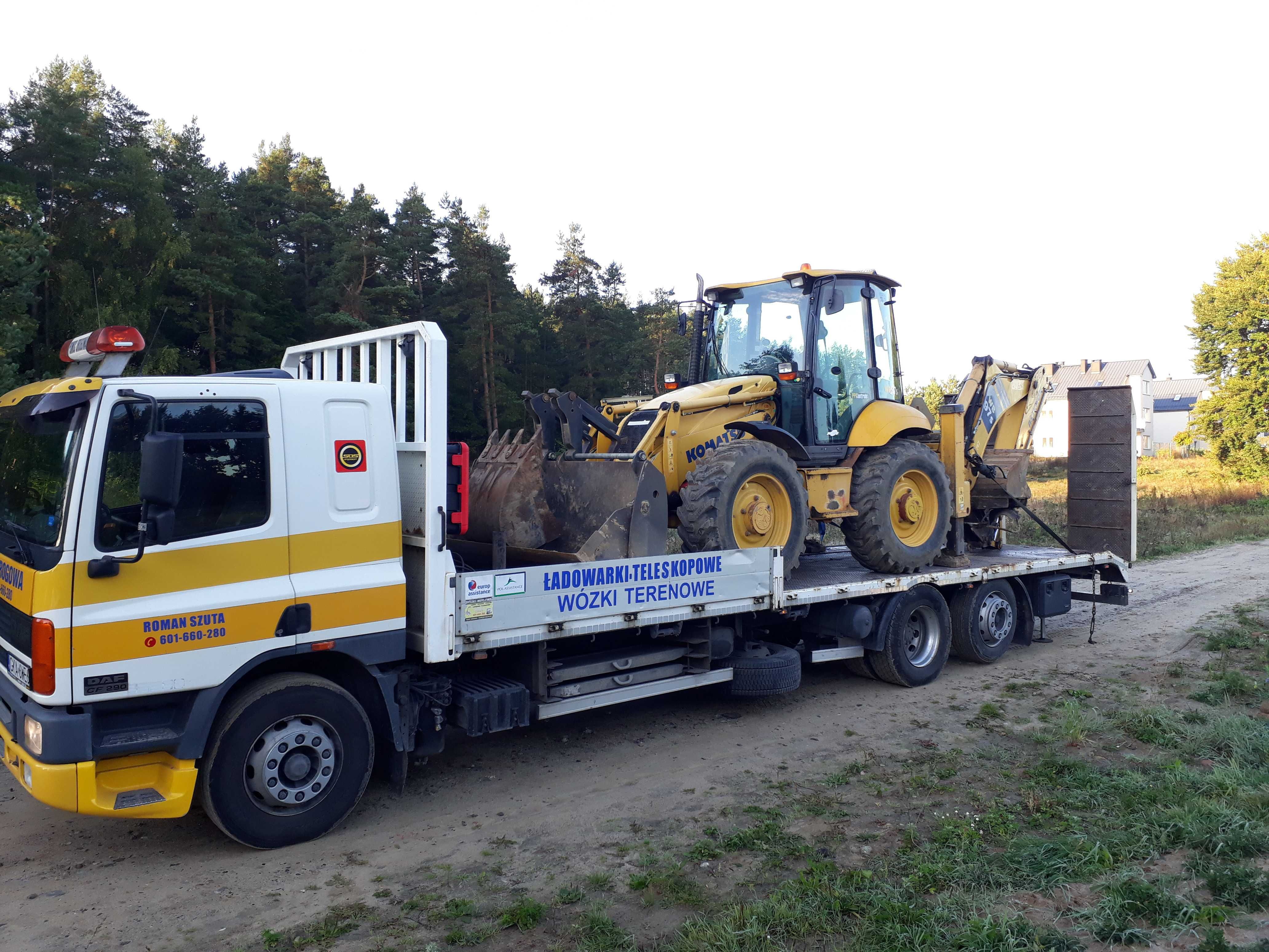 Transport wózków widłowych maszyn rolniczych budowlanych pomoc drogowa