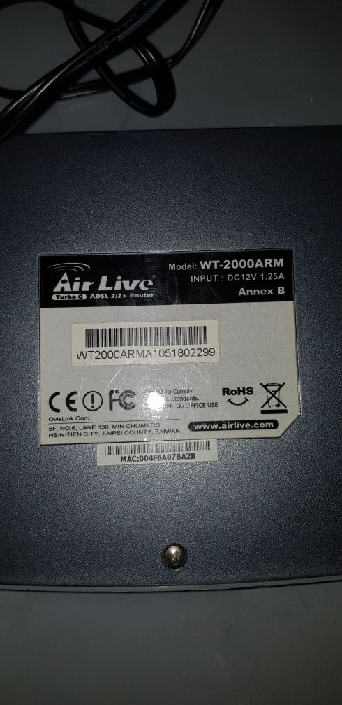 Router bezprzewodowy adsl dsl Air Live WT-2000Arm