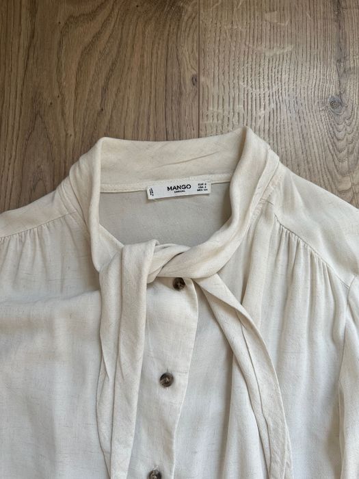 Женская рубашка льняная Mango сорочка лляна жіноча классика