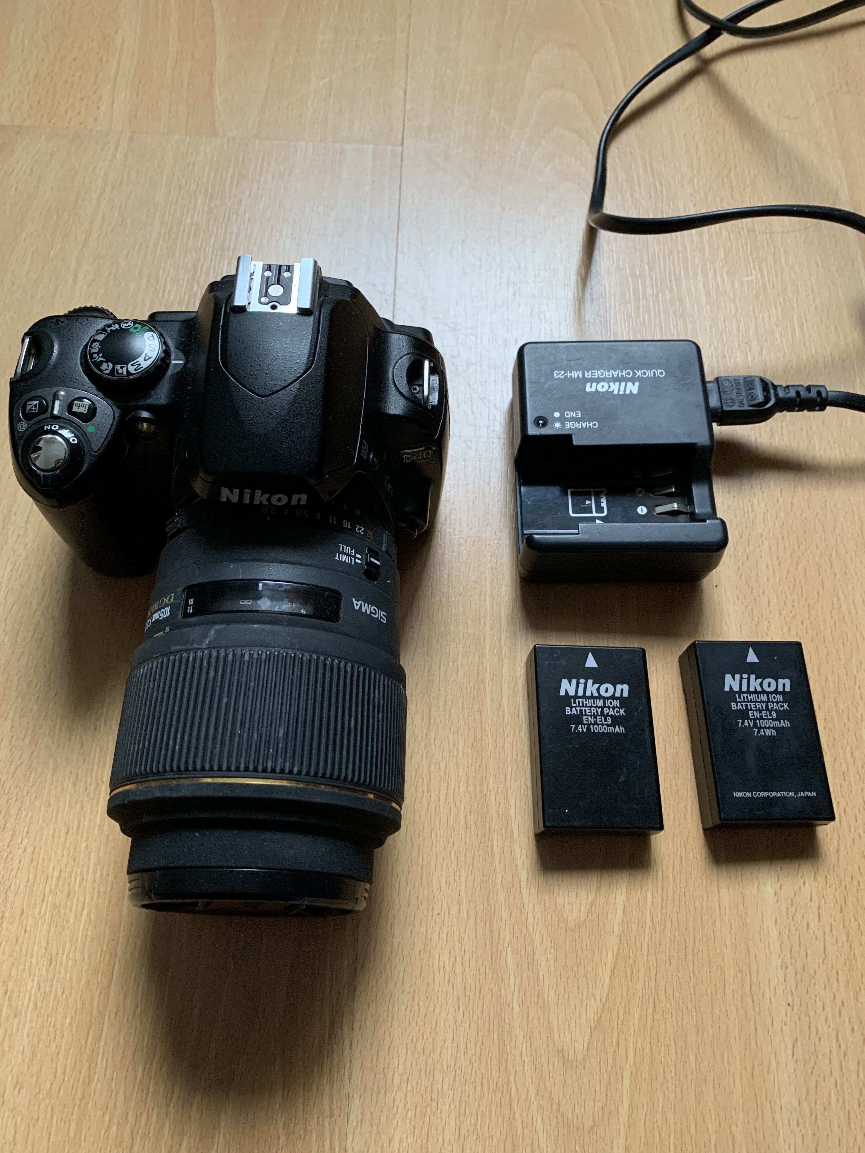 Nikon D40 body or with Sigma 105 2.8 D EX Macro
