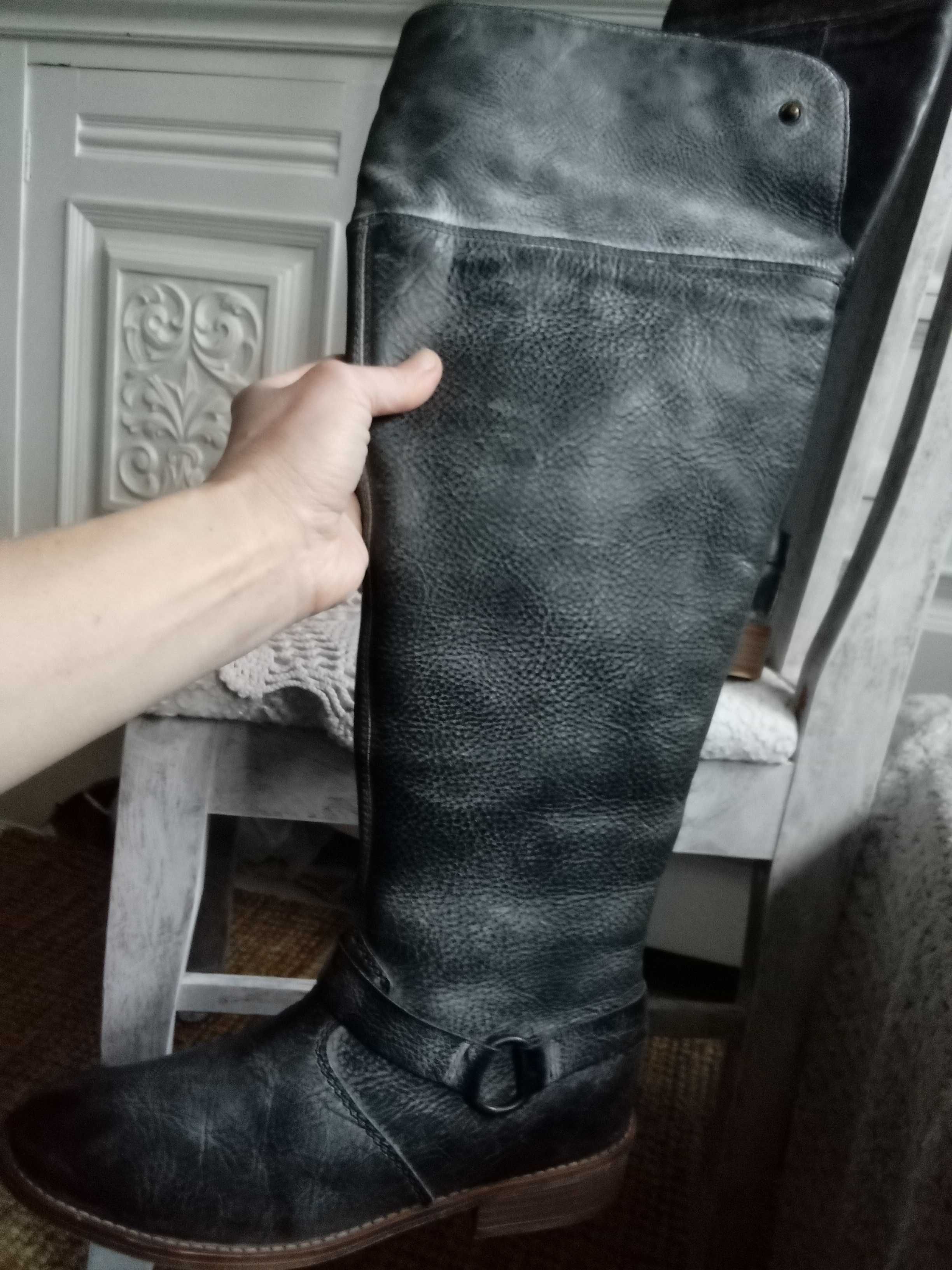 NOWE skórzane rieker buty zimowe kozaki damskie 38 trzewiki z wełną