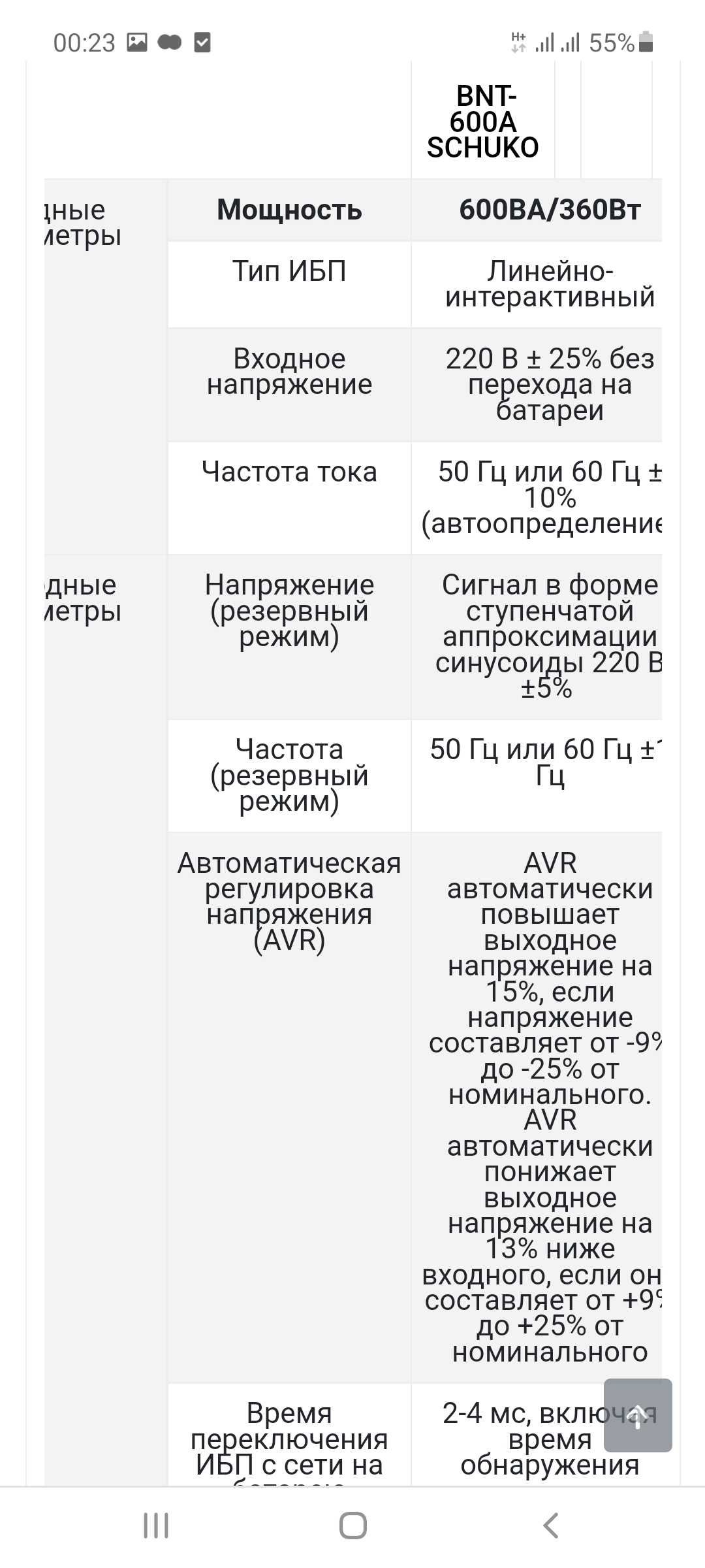 Источних бесперебойного питания Powercom BNT-600A 600ВА/360Вт