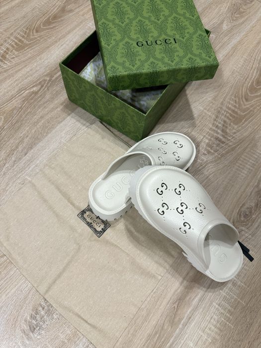 Klapki Gucci Sandały Chodaki Platforma Platform GG
