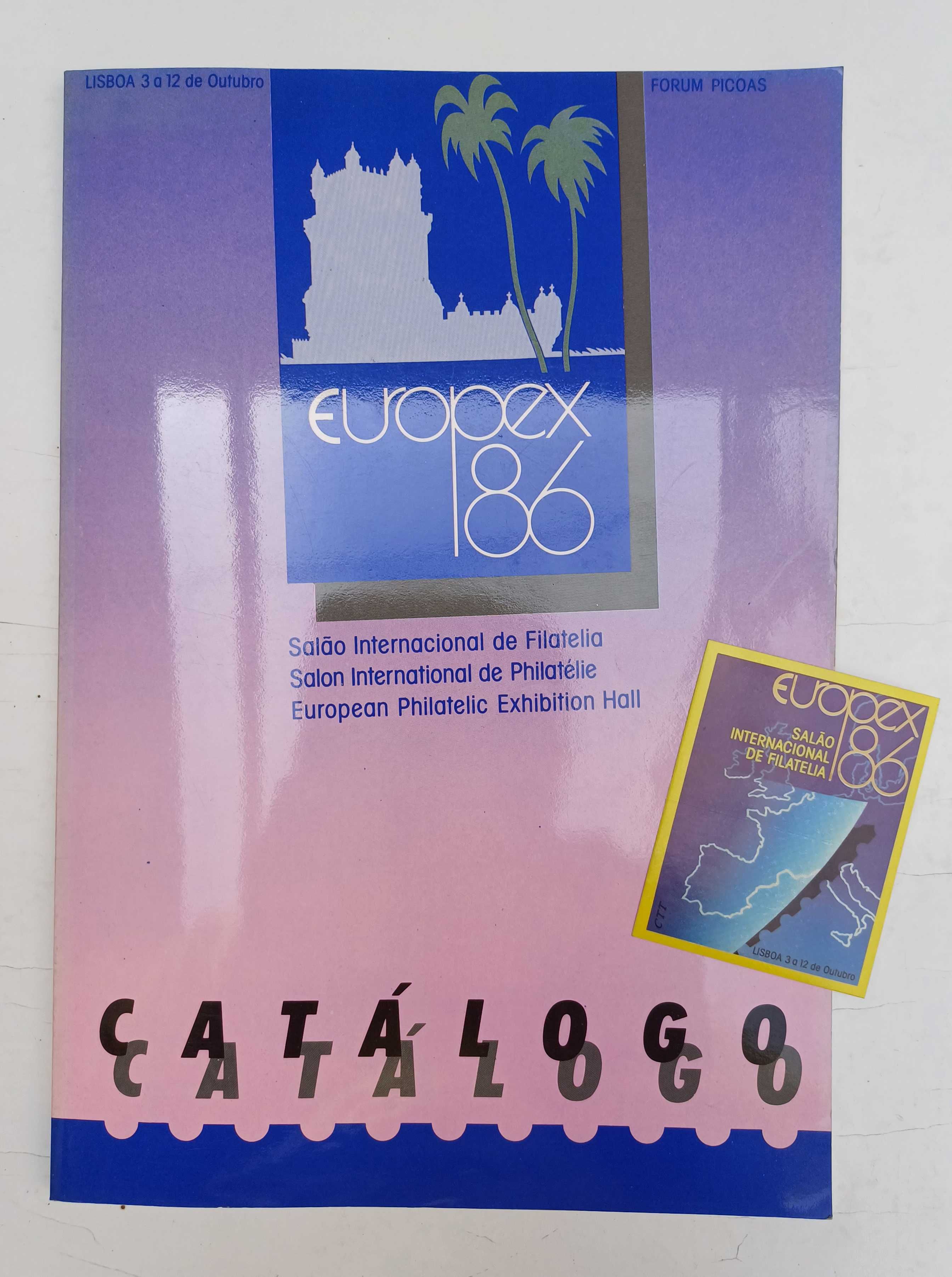 Catálogo e autocolante da Exposição filatélica Europex 86